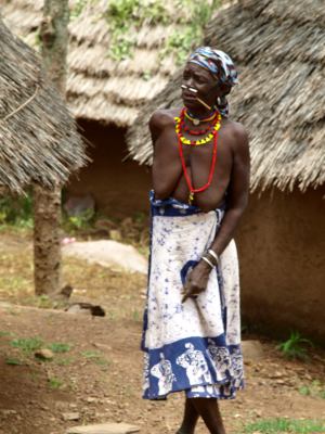 Una mujer en un poblado Bassari 