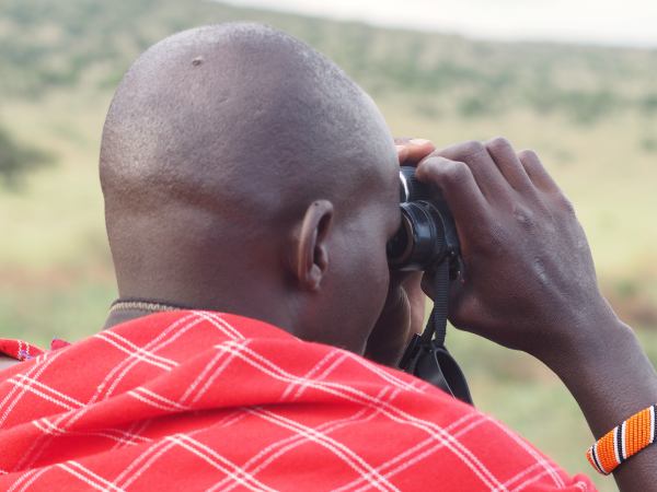 Pere nuestro rastreador masai con la shuka a los hombros